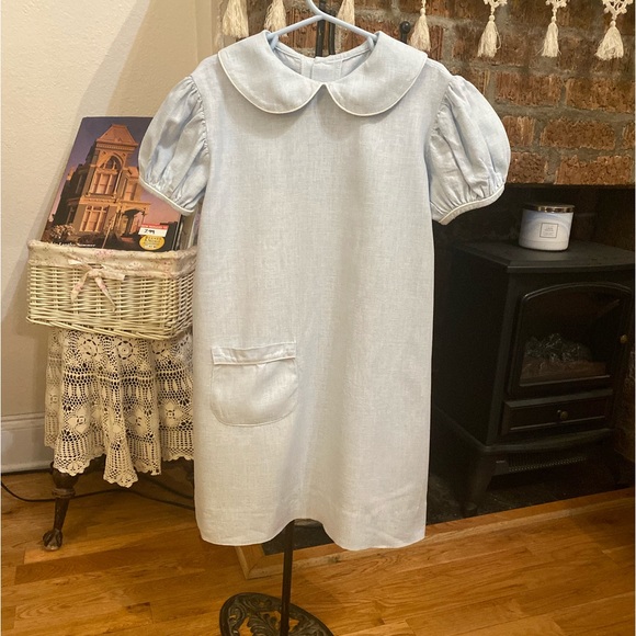 Vintage Cute As a Button Girls Linen Dress size 5 - Picture 1 of 16